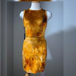 Aritizia Wilfred Velvet Velour Orange ish & gold mini dress. Size extra small XS